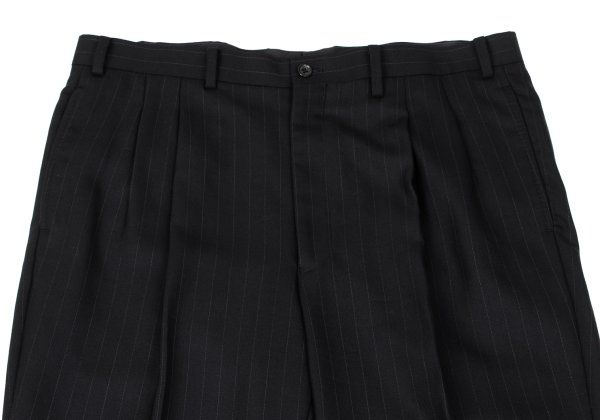 パパスPapas ウールシルクピンストライプセットアップ 黒48M 54XL