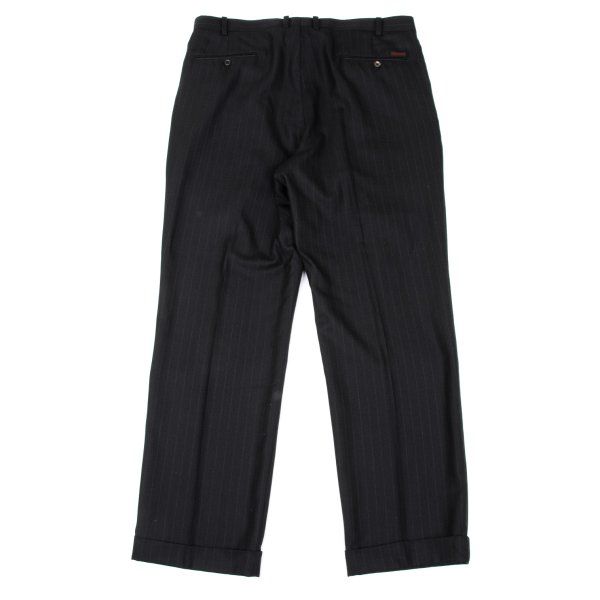 パパスPapas ウールシルクピンストライプセットアップ 黒48M 54XL