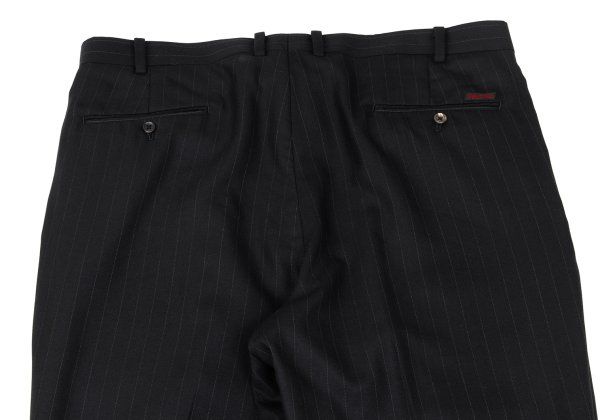 パパスPapas ウールシルクピンストライプセットアップ 黒48M 54XL