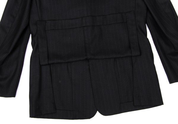 パパスPapas ウールシルクピンストライプセットアップ 黒48M 54XL