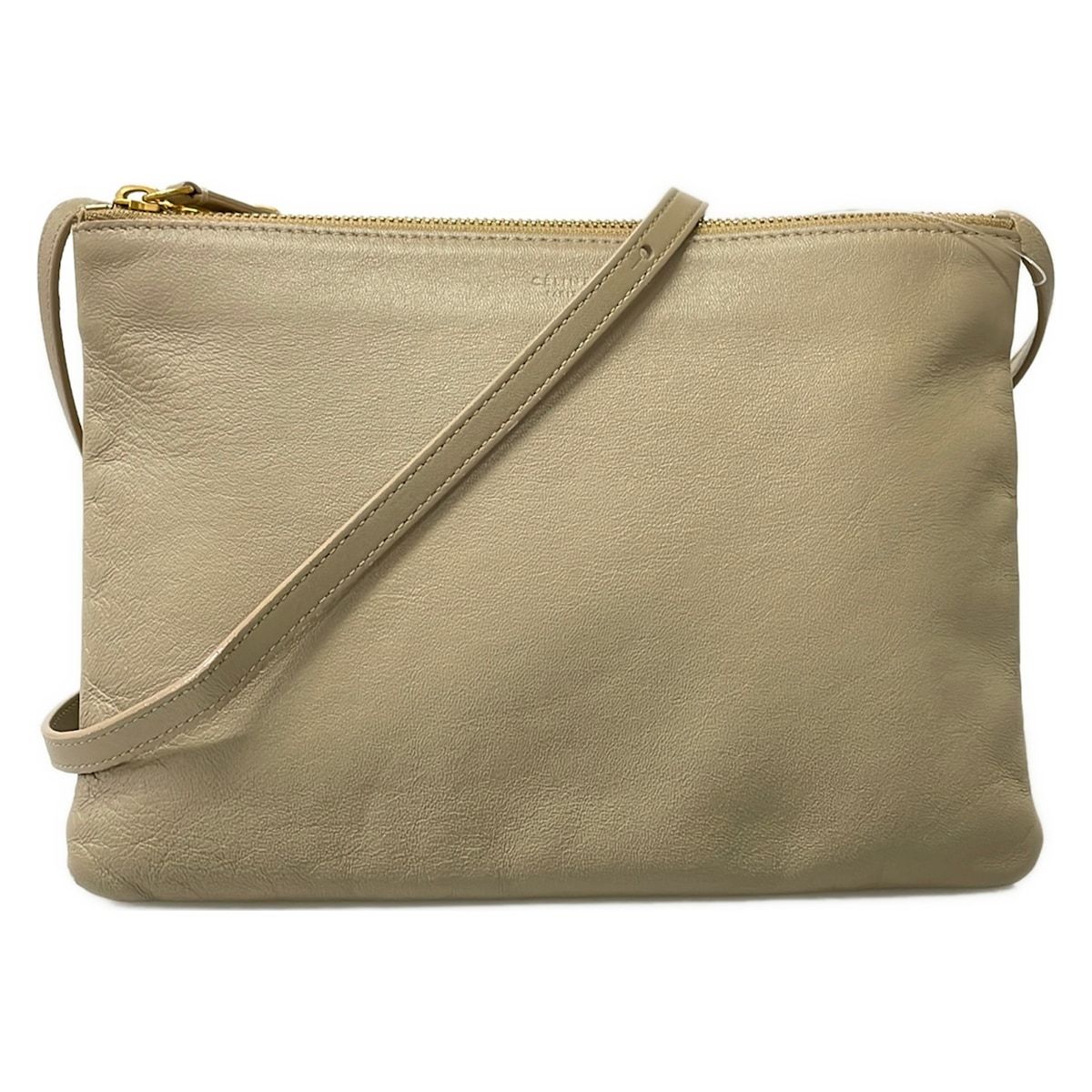 CELINE(セリーヌ) ショルダーバッグ トリオラージ ベージュ レザー