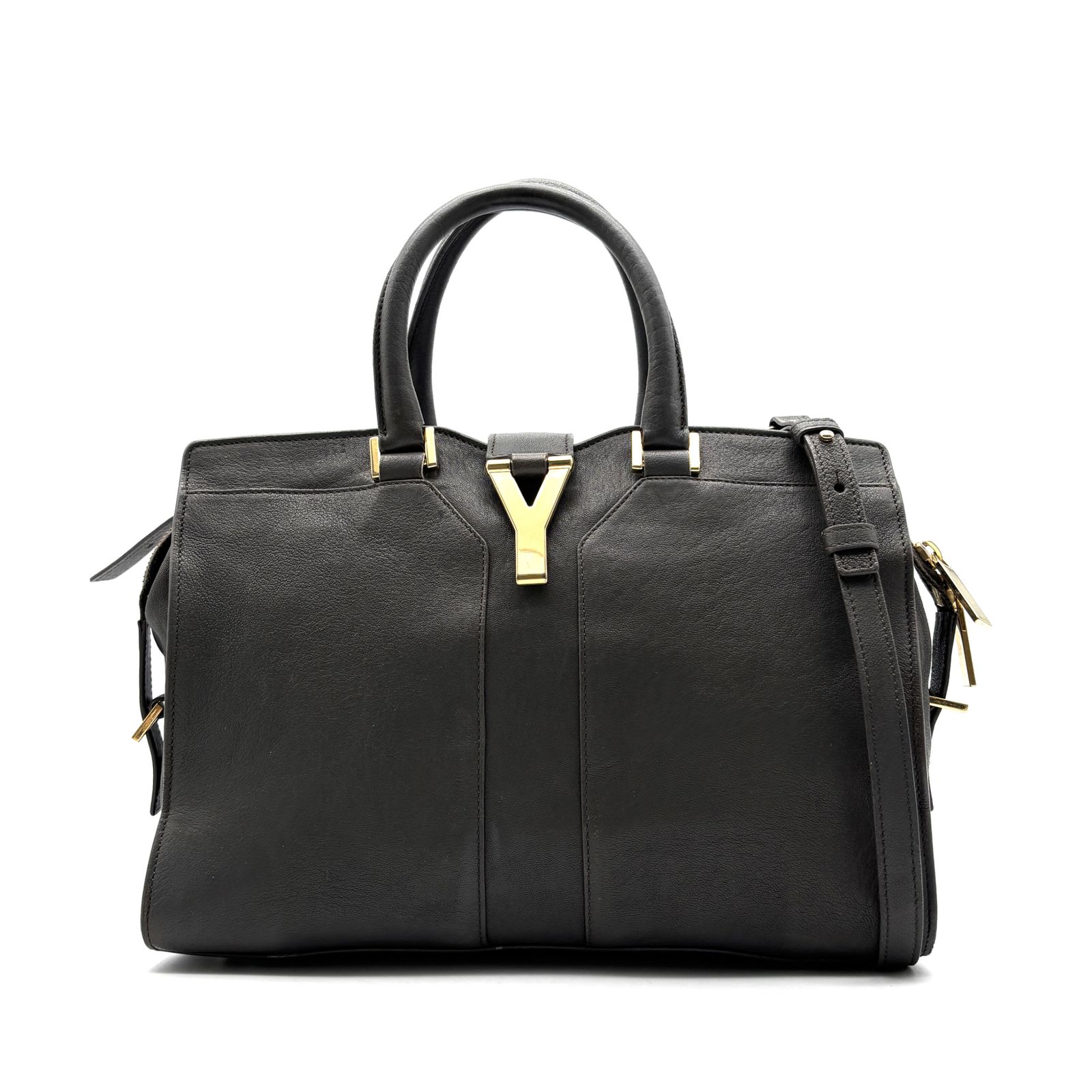 Yves Saint Laurent イヴサンローラン カバス シック 2WAY ハンドバッグ ショルダーバッグ ボストン グレー レザー Y金具 ゴールド金具 肩掛け 斜め掛け 夏のボーナス 夏休み 旅行 サマーギフト