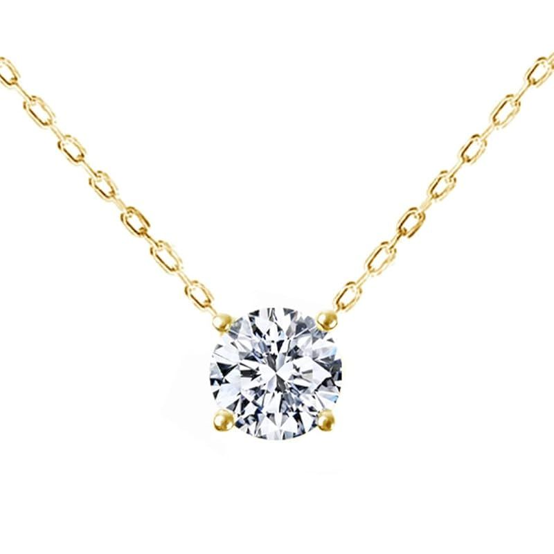 [Diamond Lab] モアサナイト ネックレス レディース 一粒 SV925 人気 ゴールド 0.25ct アズキチェーン [ギフトボックスセット]