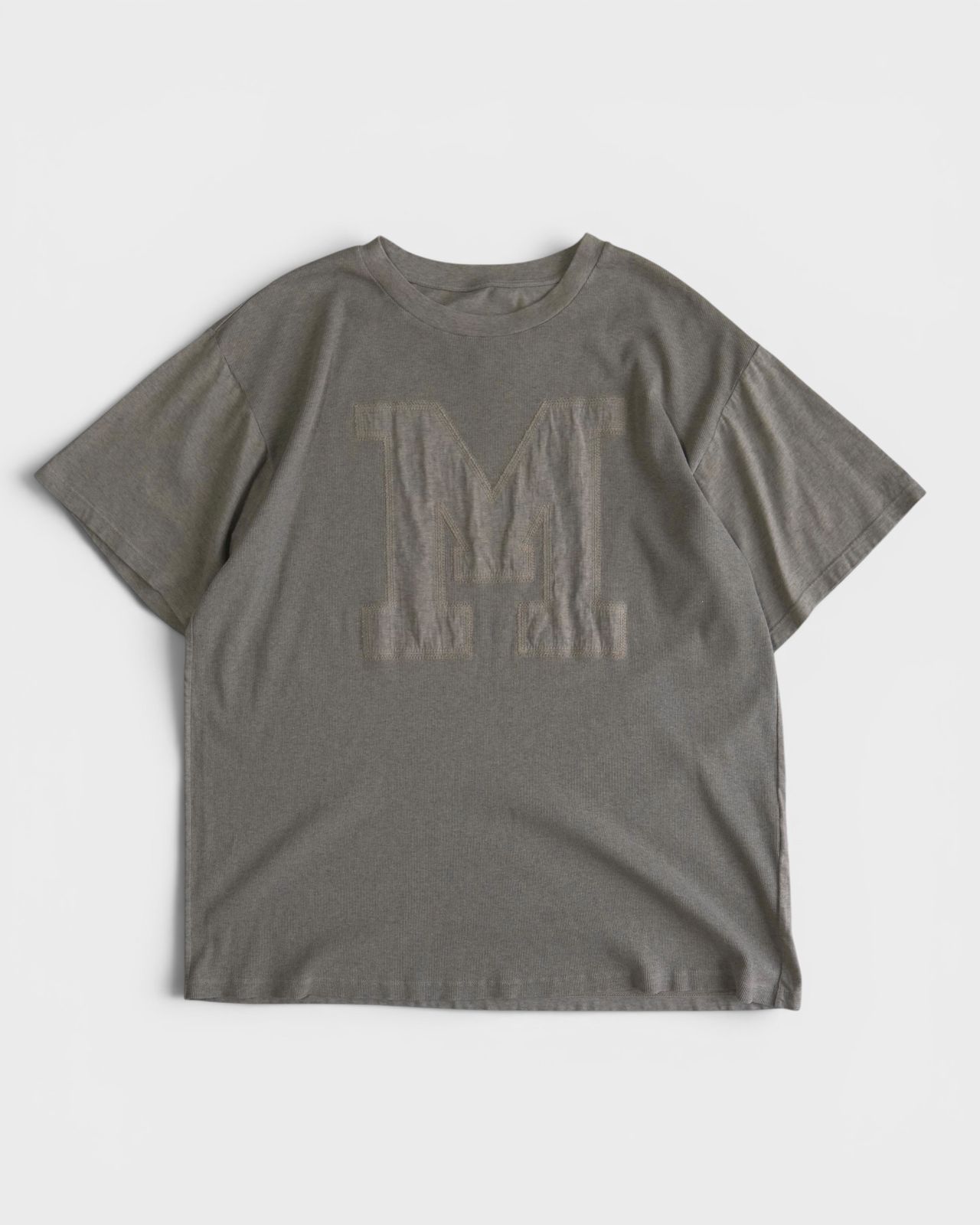 エムエムシックス メゾン マルジェラ イニシャルロゴパッチ 異素材切り替え Tシャツ グレージュ レディース
