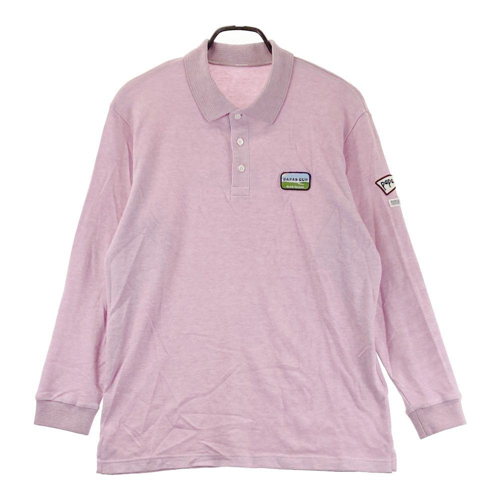 サイズ：50 L PAPAS パパス PLUS GOLF 長袖ポロシャツ ピンク系 [240101693697] ゴルフウェア メンズ ストスト