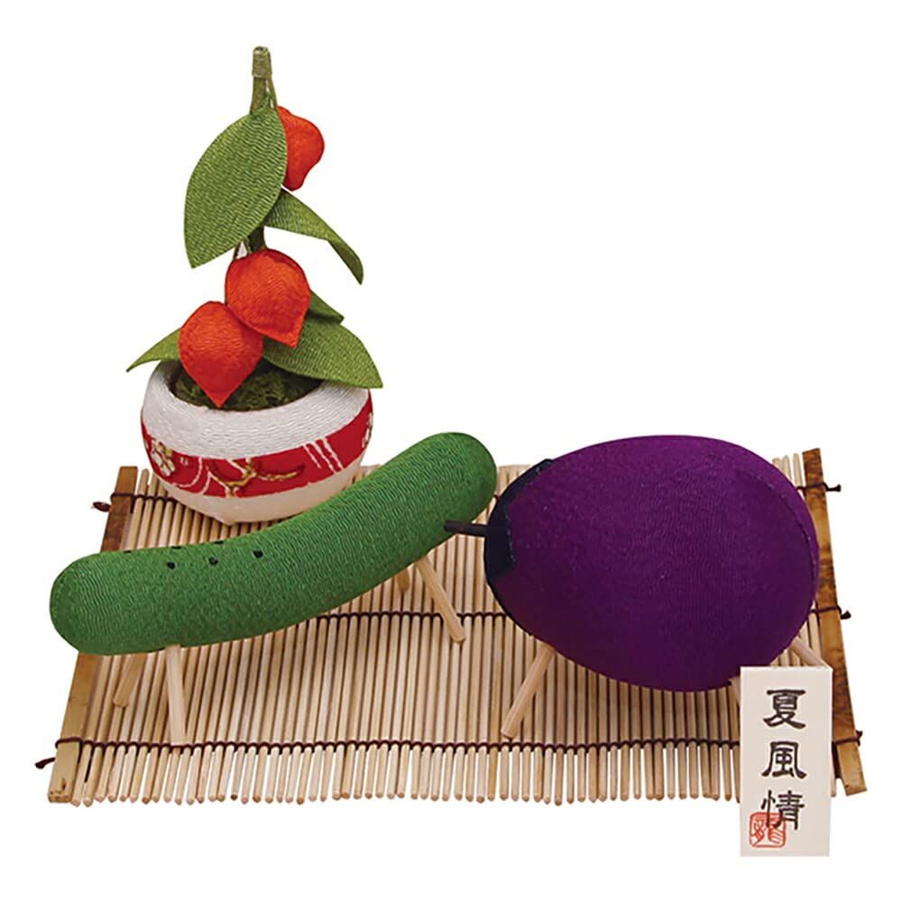 新品 京仏壇はやし ちりめん お盆飾りセット ミニチュア 精霊馬飾りセット コンパクト ミニサイズ 【オリジナルクロスセット】