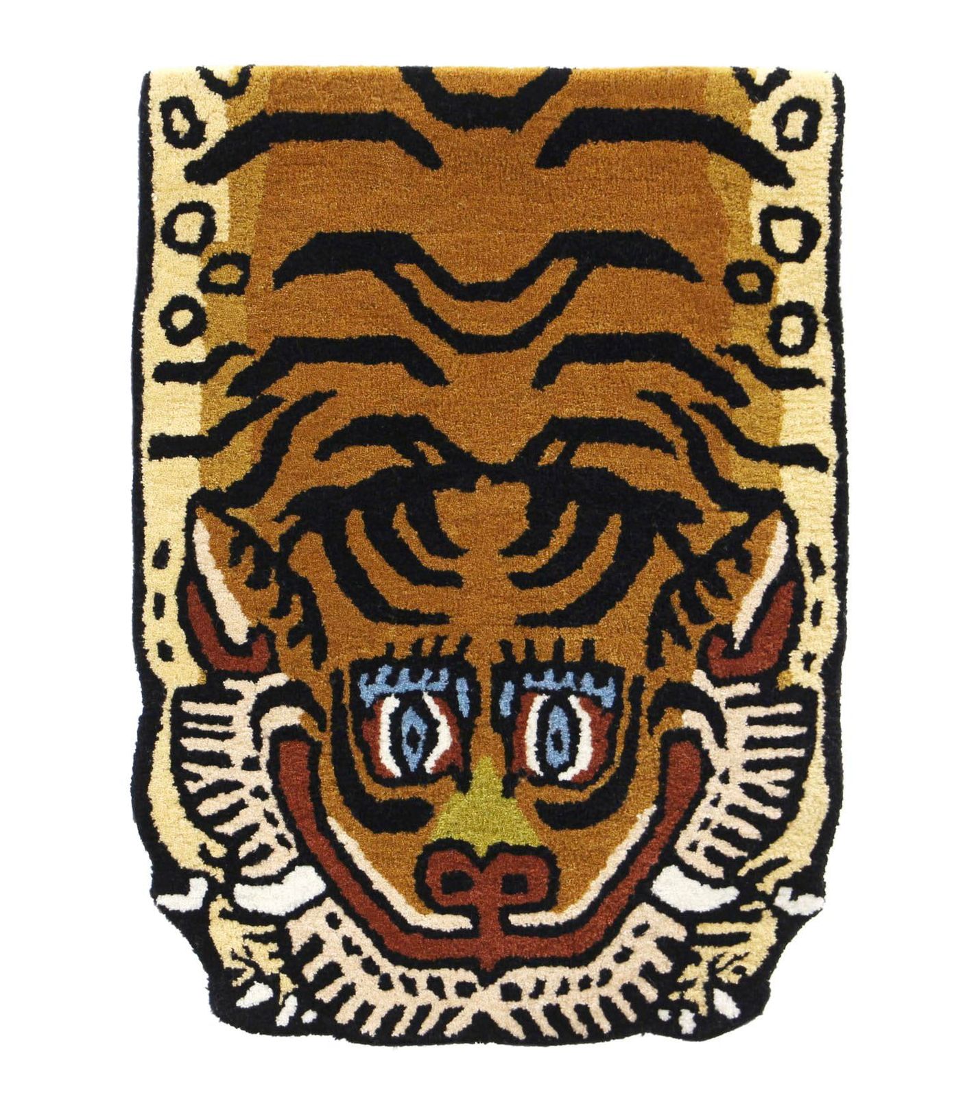 新品 チベタンタイガーラグ TIBETAN TIGER RUG H1-75 W70×D50cm (イエロー)