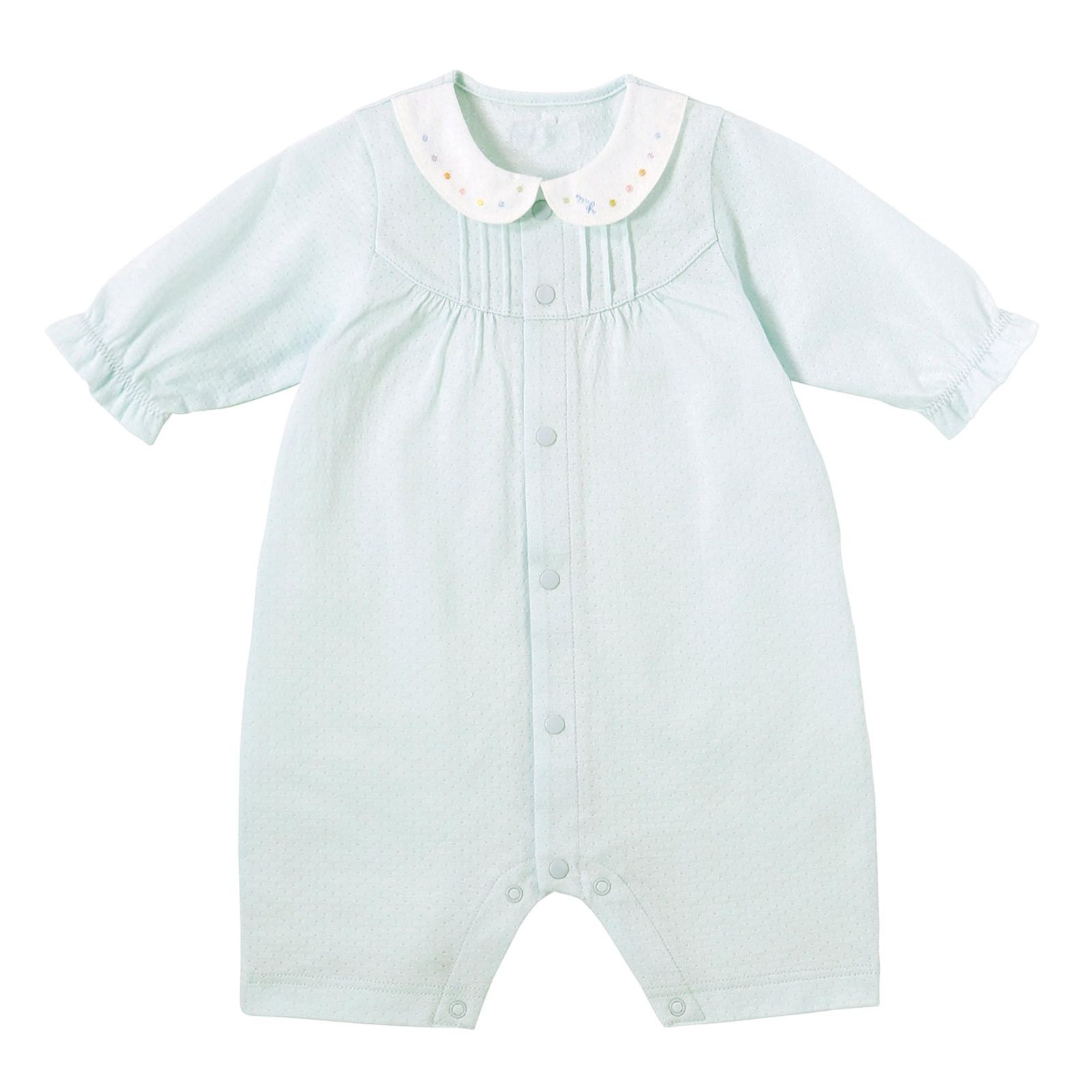 新品 [ミキハウス] プレオール ロンパース 前開き 襟つき 無地 日本製 男の子 女の子 新生児 出産準備 ベビー 赤ちゃん ベビー服 42-1201-684 50-60cm ブルー