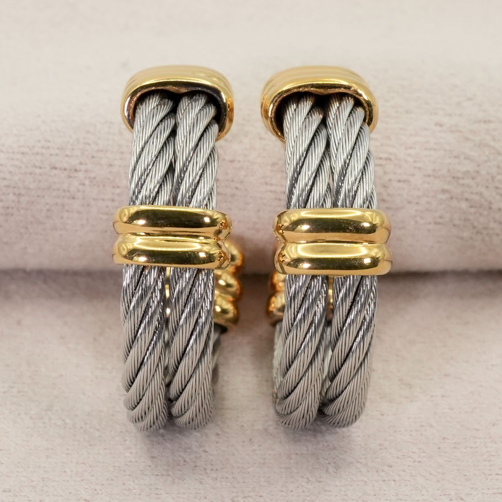 美品 フィリップシャリオール フープ ピアス ロープデザイン/26-0120 