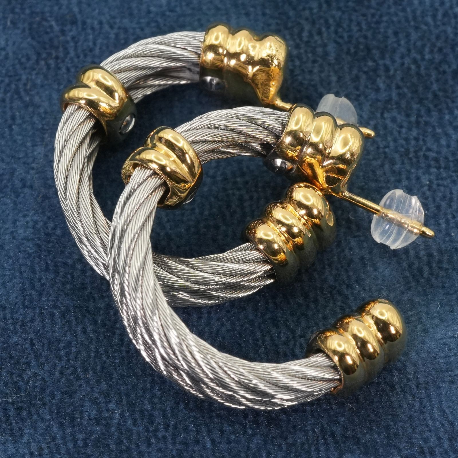 美品 フィリップシャリオール フープ ピアス ロープデザイン/26-0120 
