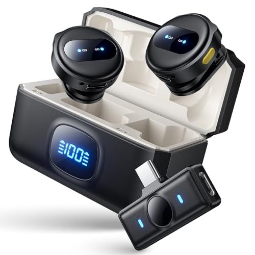 【2025業界新型】ピンマイク ワイヤレス iPhone/iPad/Android/PC対応 2人同時使用 瞬時接続 360°集音 Vedcpel ワイヤレスマイク 収音録音 24時間使用 充電ケース付 50m転送距離 超ミニ 軽量 マグネッ b8d98449