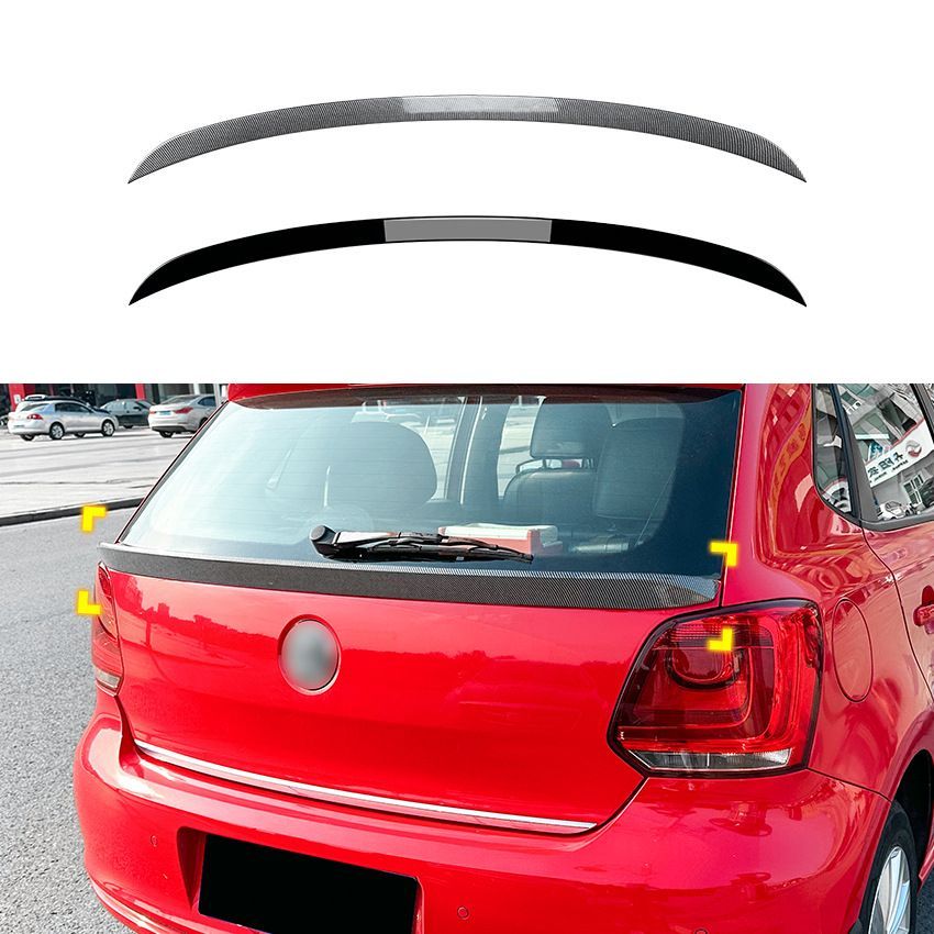 【送料無料】VW ポロ 6R 6C 2009-2017 ミッドウィング ルーフスポイラー リアスポイラー ABS製 ブラック カーボン調 エアロ ドレスアップ カスタム ハッチバック専用 新生活