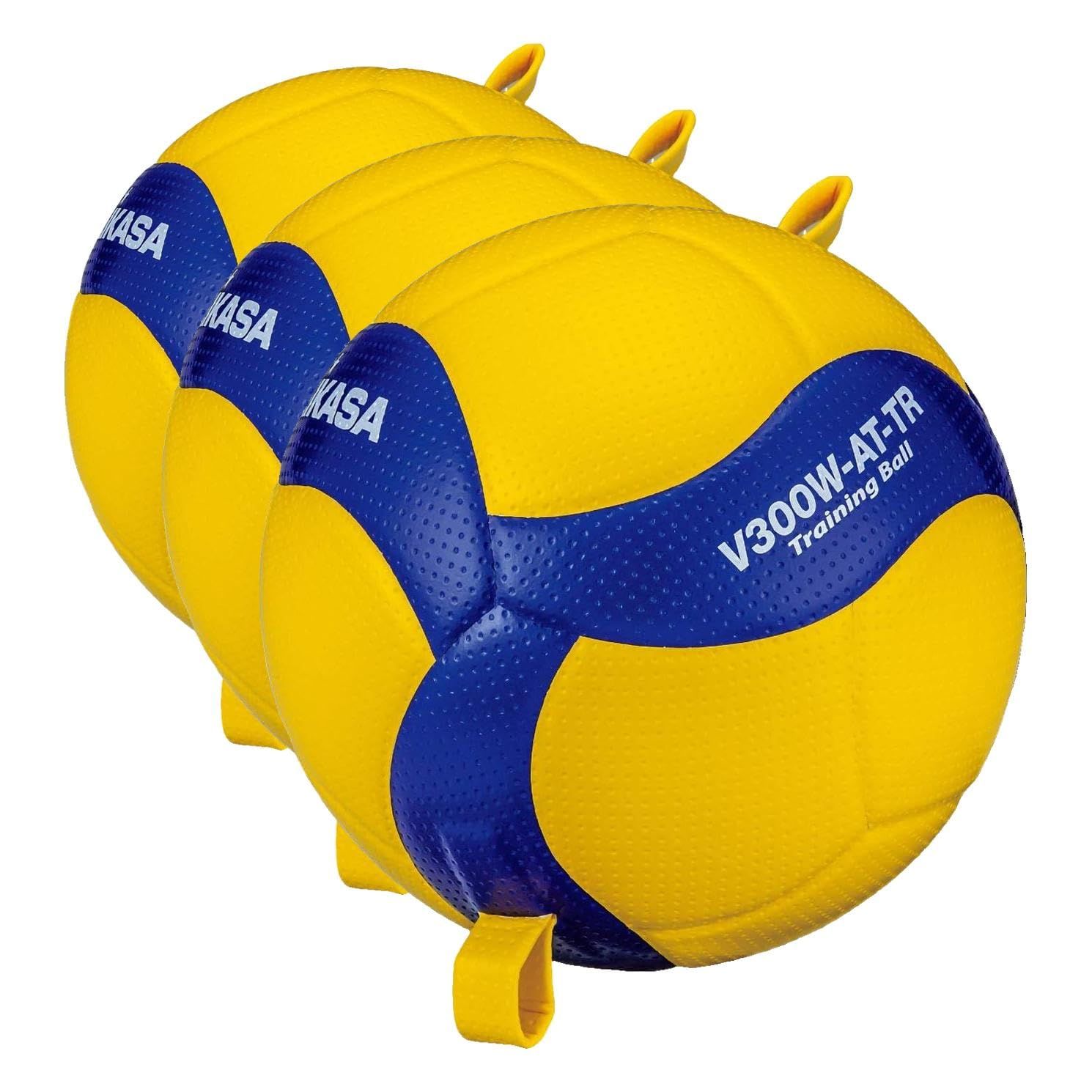 新品 ミカサ(MIKASA) ゴムひも固定式 アタック練習バレーボール 5号(一般・大学・高校生用) イエロー/ブルー V300W-AT-TR 推奨内圧0.3(kgf/?) (× 3)