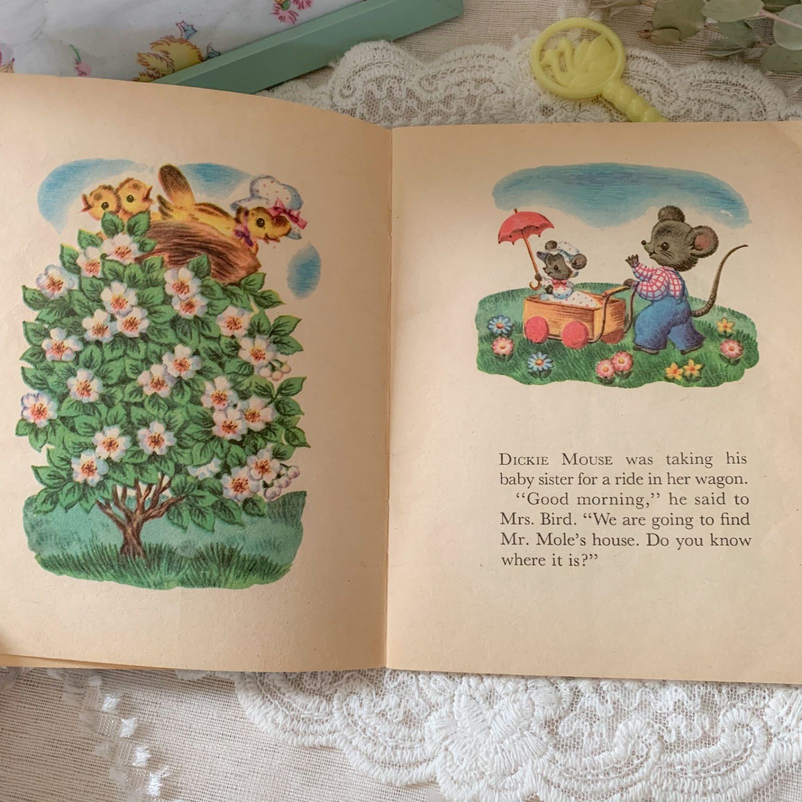 ヴィンテージ絵本 MR. MOLE'S HOUSE ジャンクジャーナル素材 洋書 古書