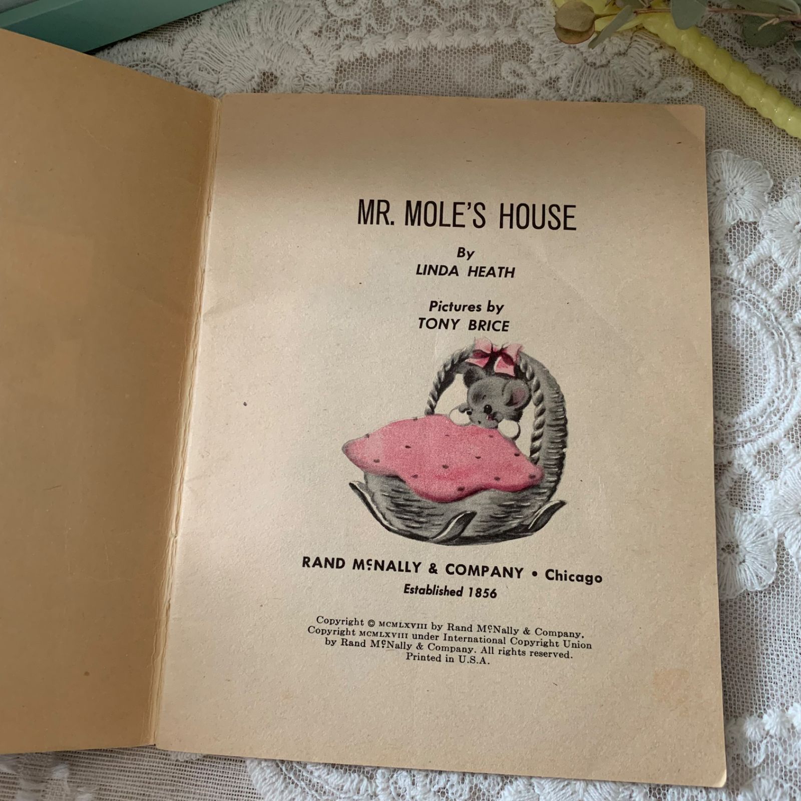 ヴィンテージ絵本 MR. MOLE'S HOUSE ジャンクジャーナル素材 洋書 古書