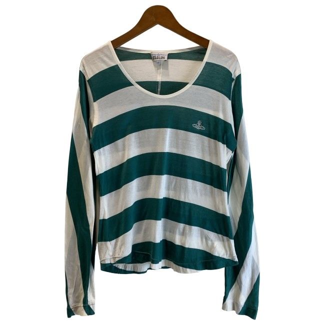 【中古】　Vivienne Westwood　トップス　長袖　クルーネック　ボーダー　ワンポイント　刺しゅう　日本製　古着　/2496