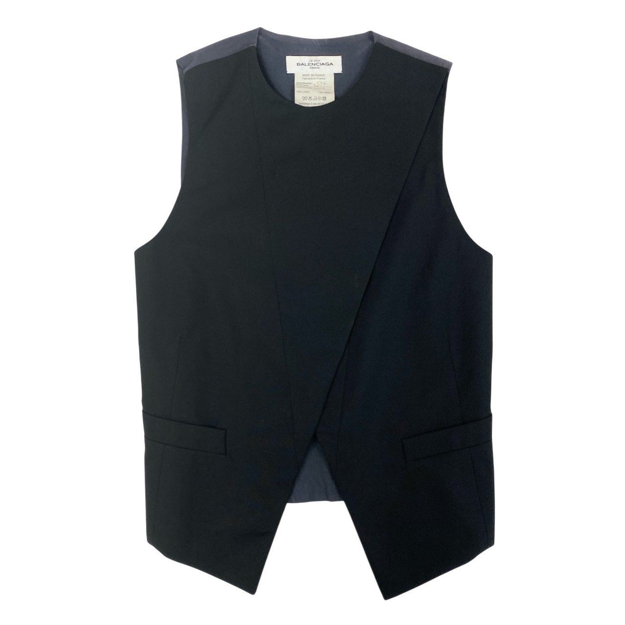 6b12 BALENCIAGA バレンシアガ 変形ジレベスト ノースリーブカットソー 36サイズ ブラック ウール100％ レディース 女性用u02t