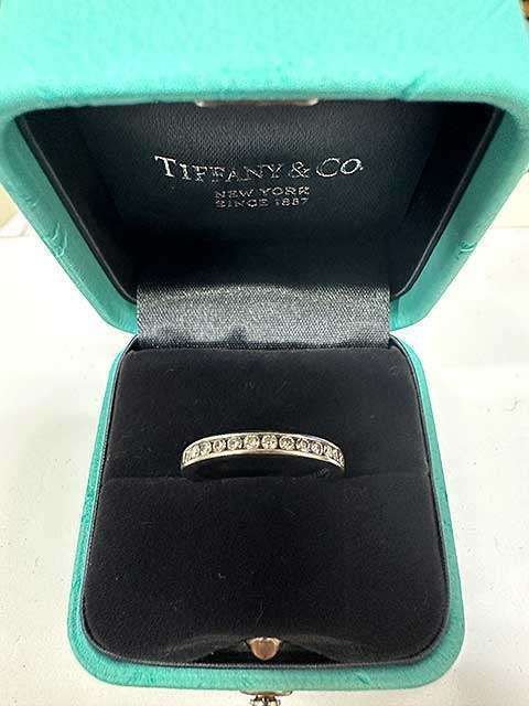 【中古】TIFFANY&Co. ティファニー ハーフエタニティ ダイヤモンド リング 指輪 8号 レディースアクセサリー＿セルモアから出品＿s-0132-r01