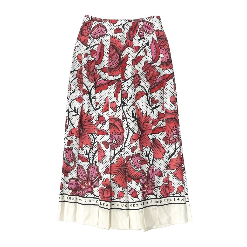 Ie26 【美品】 GUCCI グッチ フローラル プリーツ ロングスカート