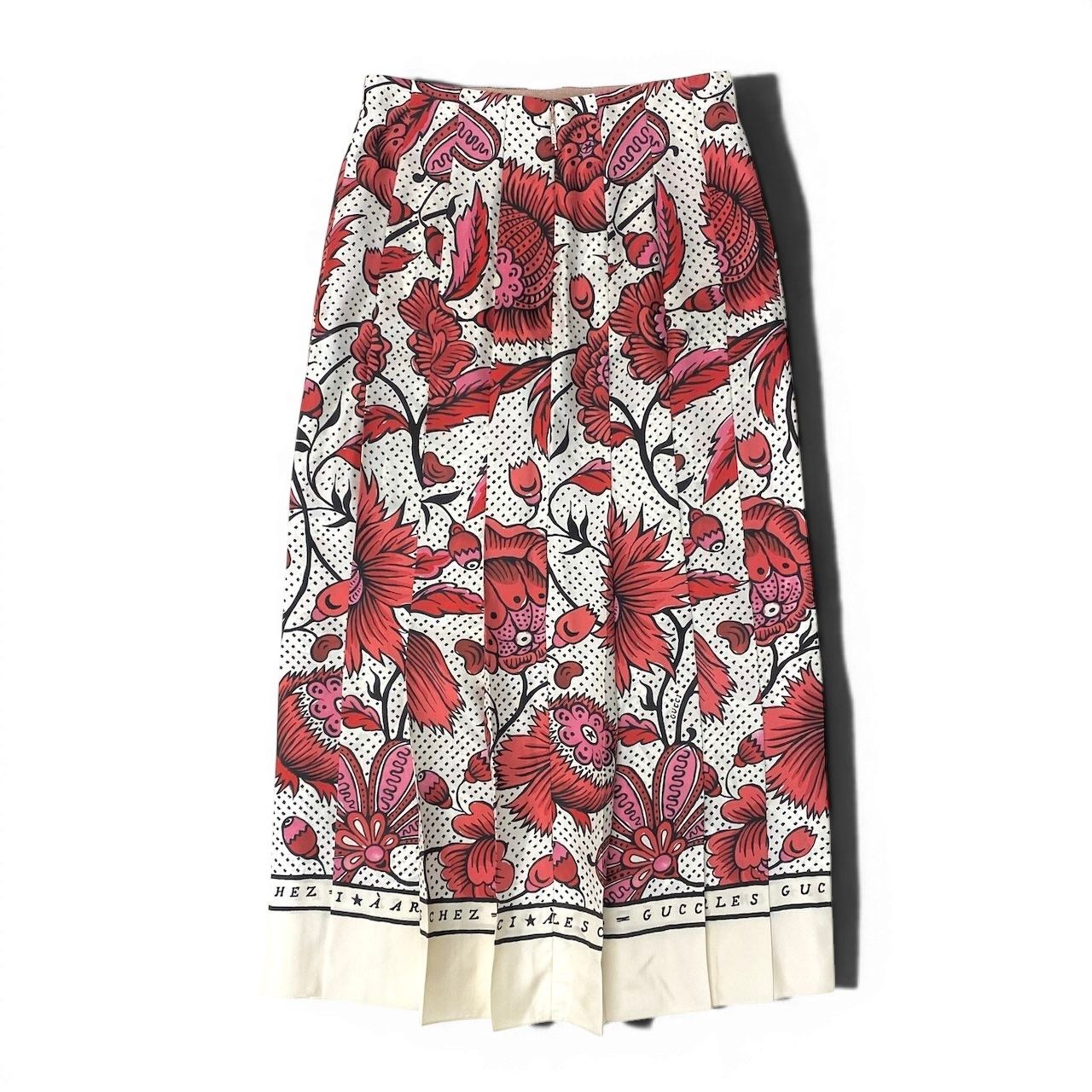 Ie26 【美品】 GUCCI グッチ フローラル プリーツ ロングスカート