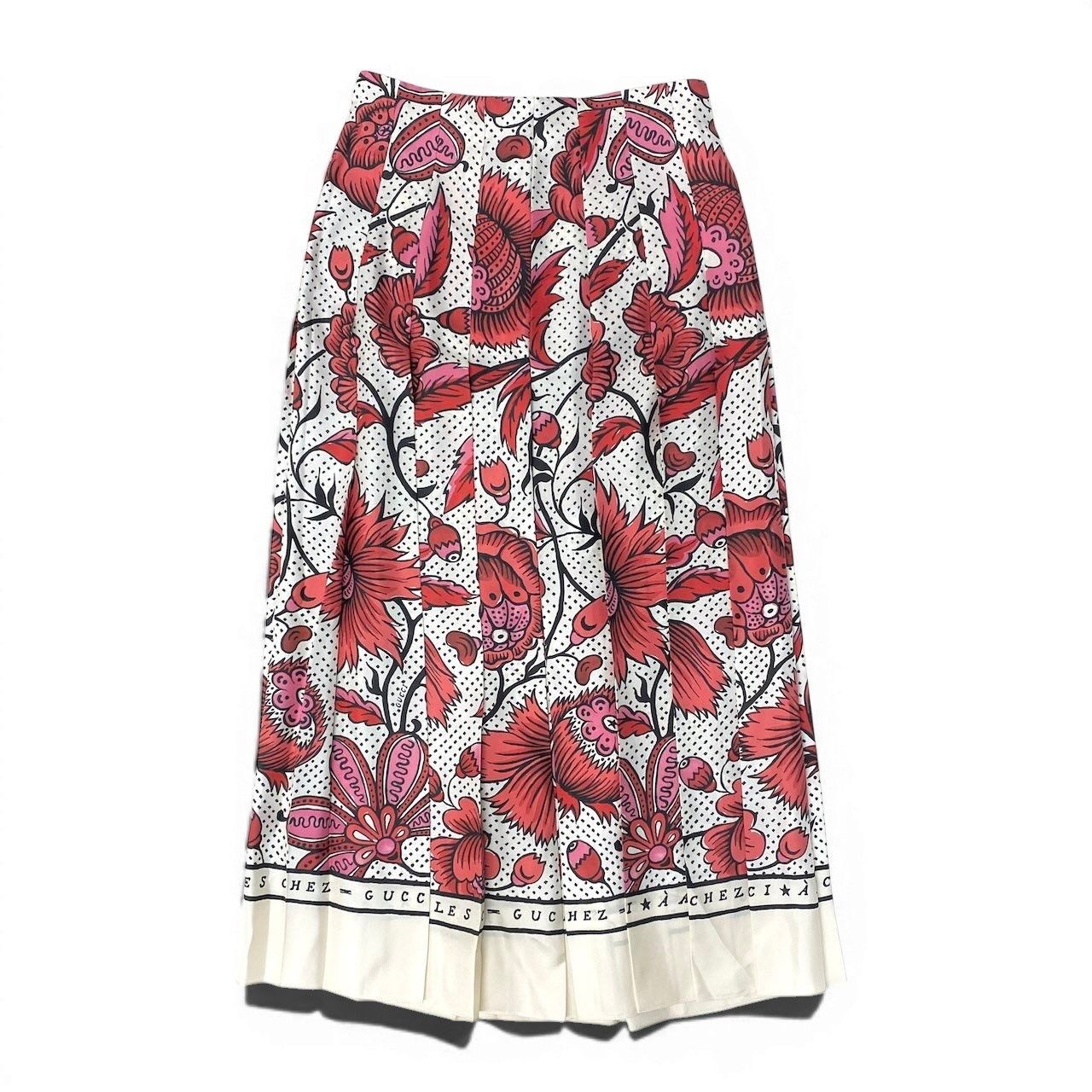 Ie26 【美品】 GUCCI グッチ フローラル プリーツ ロングスカート