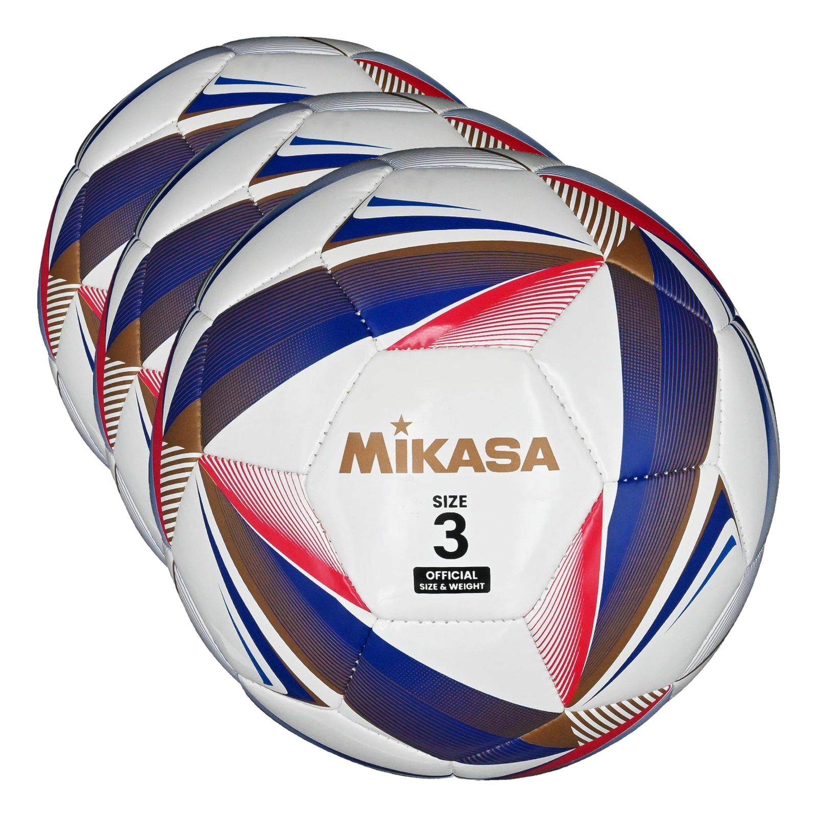 新品 ミカサ(MIKASA) サッカーボール 3号 FT329D-W (小学生・キッズ用) ホワイト 推奨内圧0.600(kgf/?) (× 3)