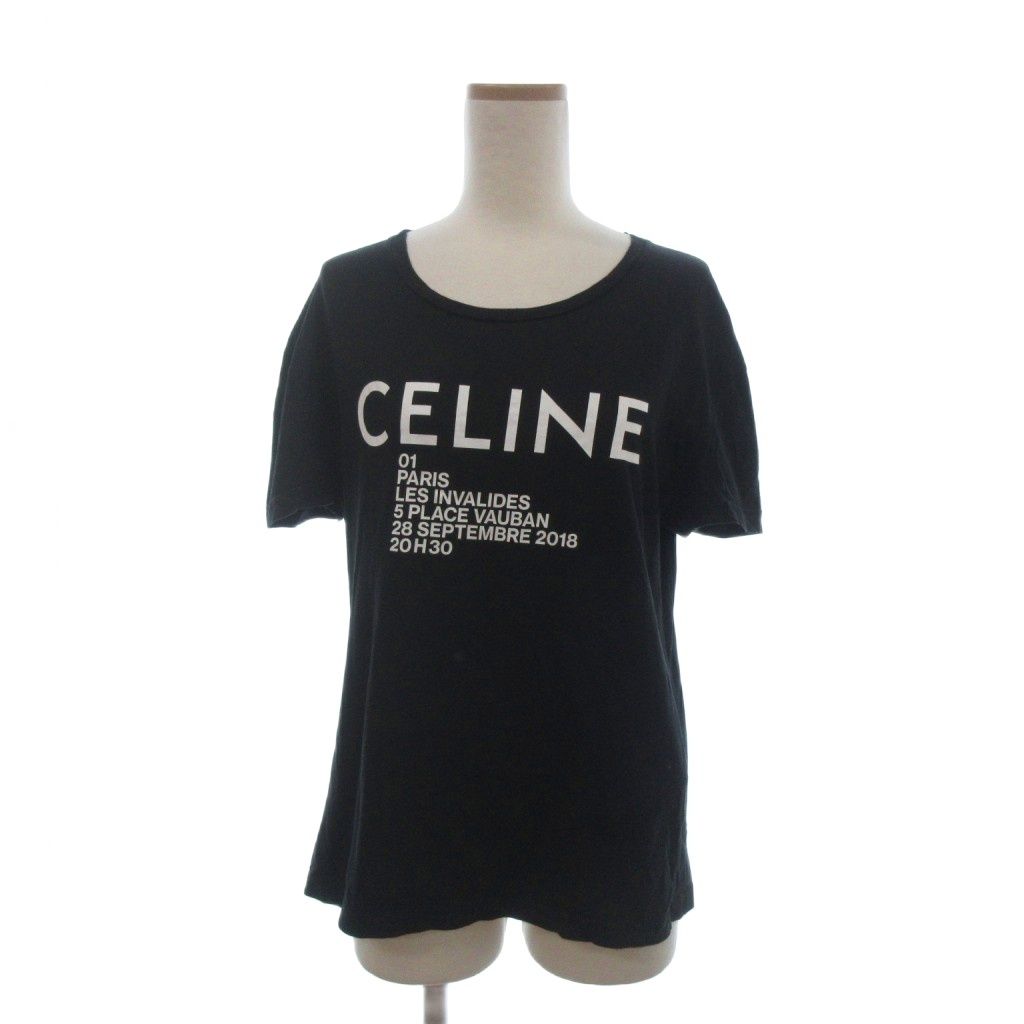 セリーヌ CELINE 19SS エディ期 ロゴTシャツ カットソー 半袖 クルーネック コットン プリント X008375E 黒 ブラック M