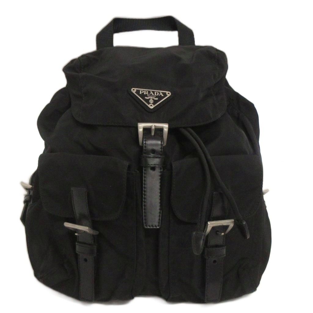 プラダ PRADA リュックサック デイパック ナイロン 三角プレート B6677 黒 ブラック 鞄