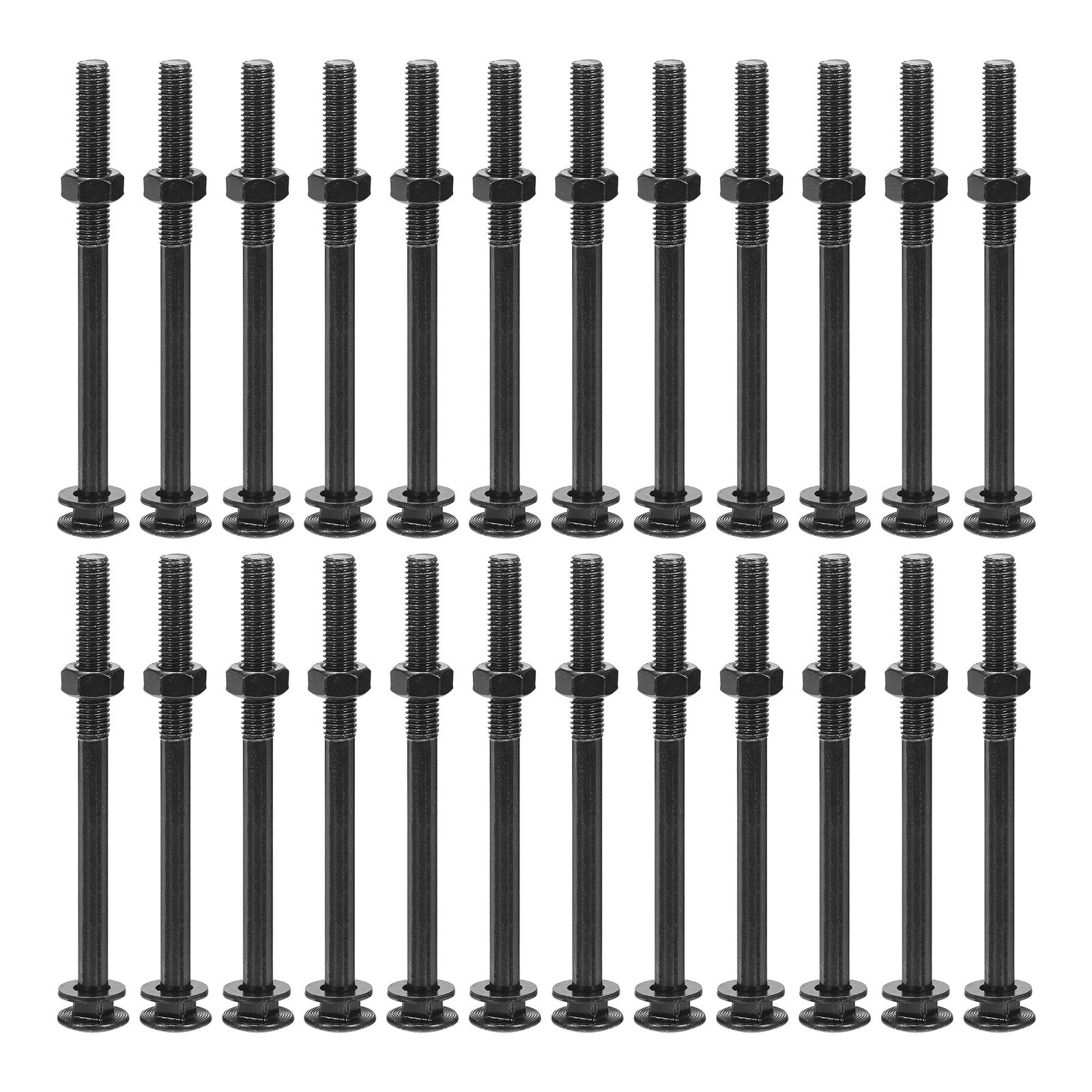 新品 uxcell ナットとワッシャー付きM10x130mmスクエアネックキャリッジボルト 25セット304ステンレススチールラウンドヘッドスクエアネックコーチボルトスクリュー 黒