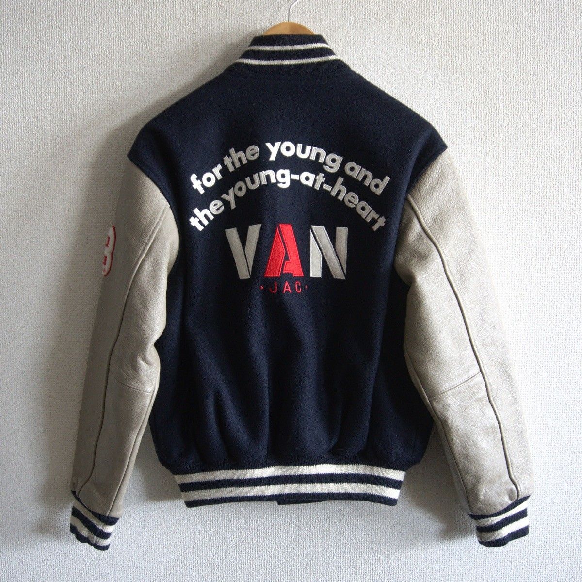 美品】 VAN JAC 【袖レザー スタジャン】S ヴァン ワッペン スタジアム