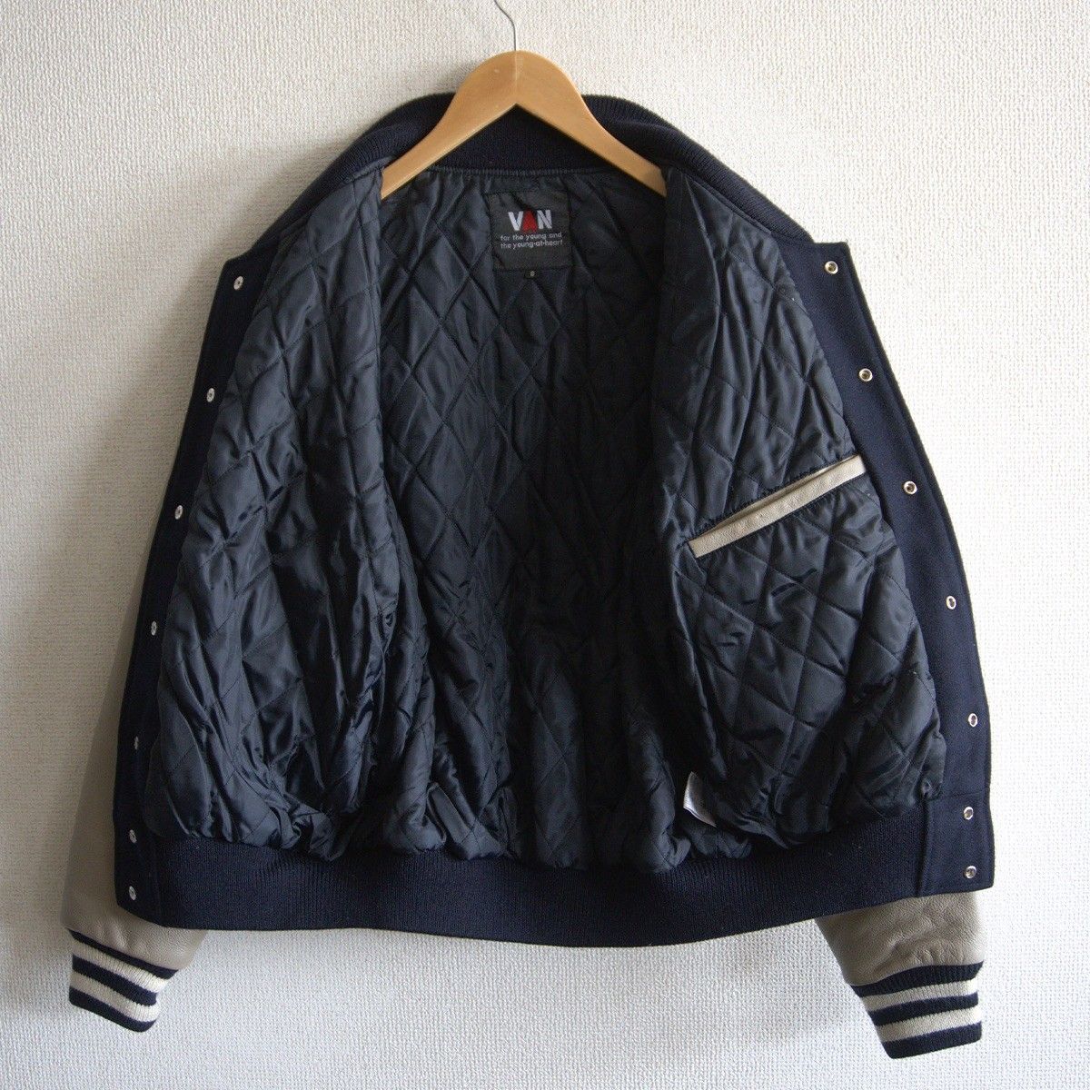美品】 VAN JAC 【袖レザー スタジャン】S ヴァン ワッペン スタジアム
