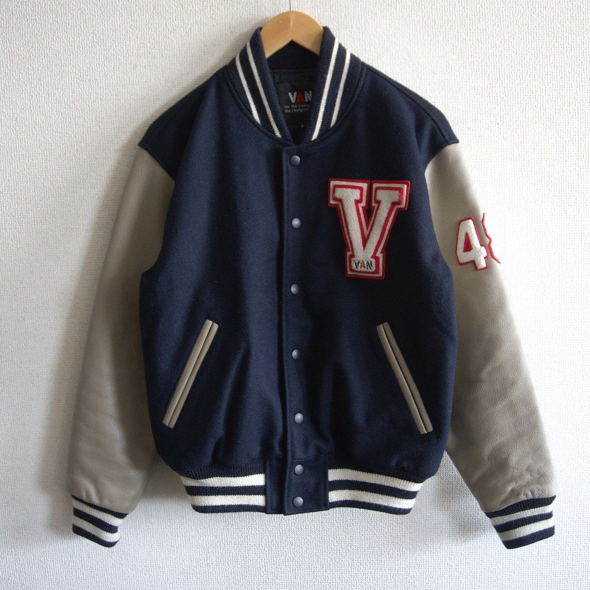 美品】 VAN JAC 【袖レザー スタジャン】S ヴァン ワッペン スタジアム