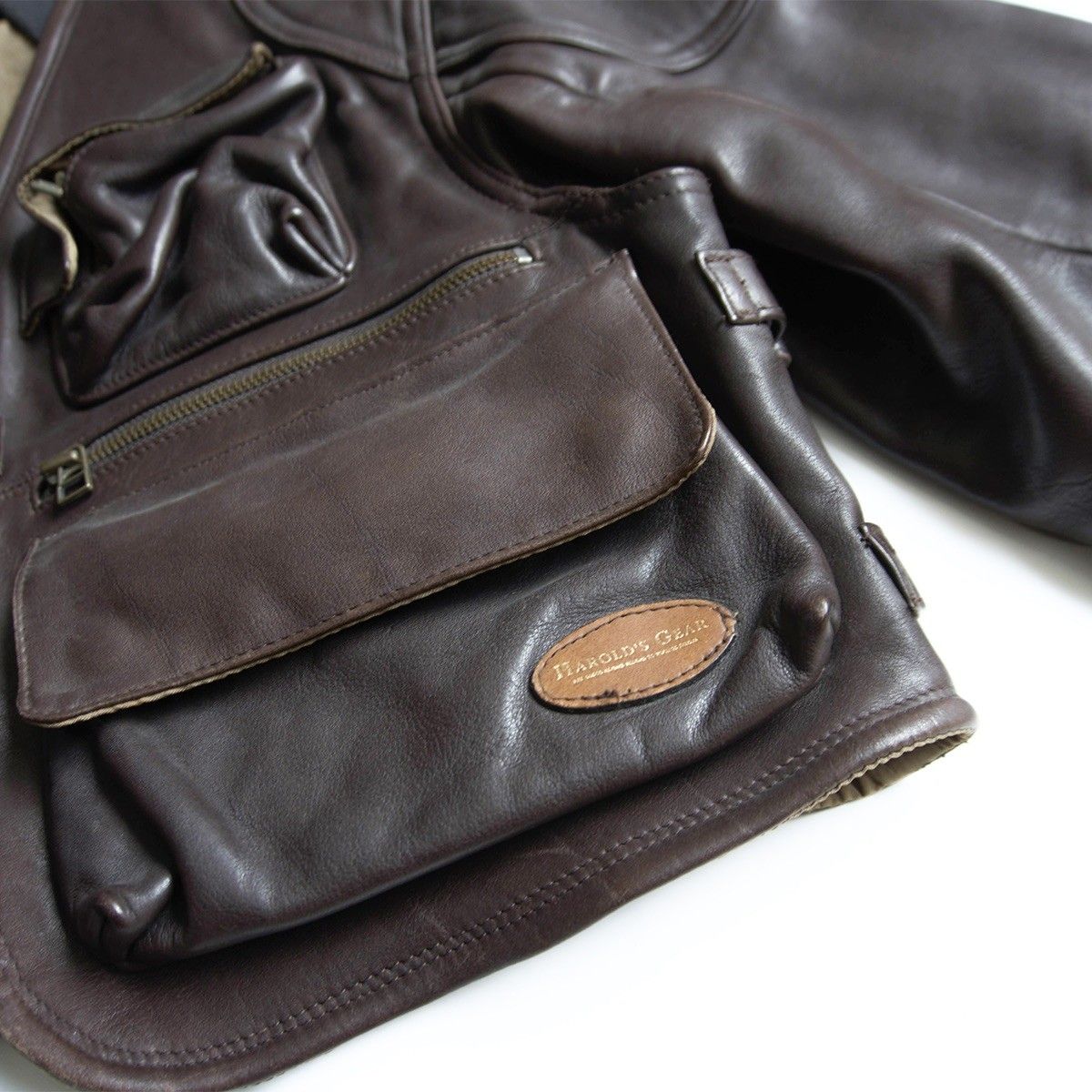 雰囲気抜群】HAROLDS GEAR【レザー フィッシングジャケット】F