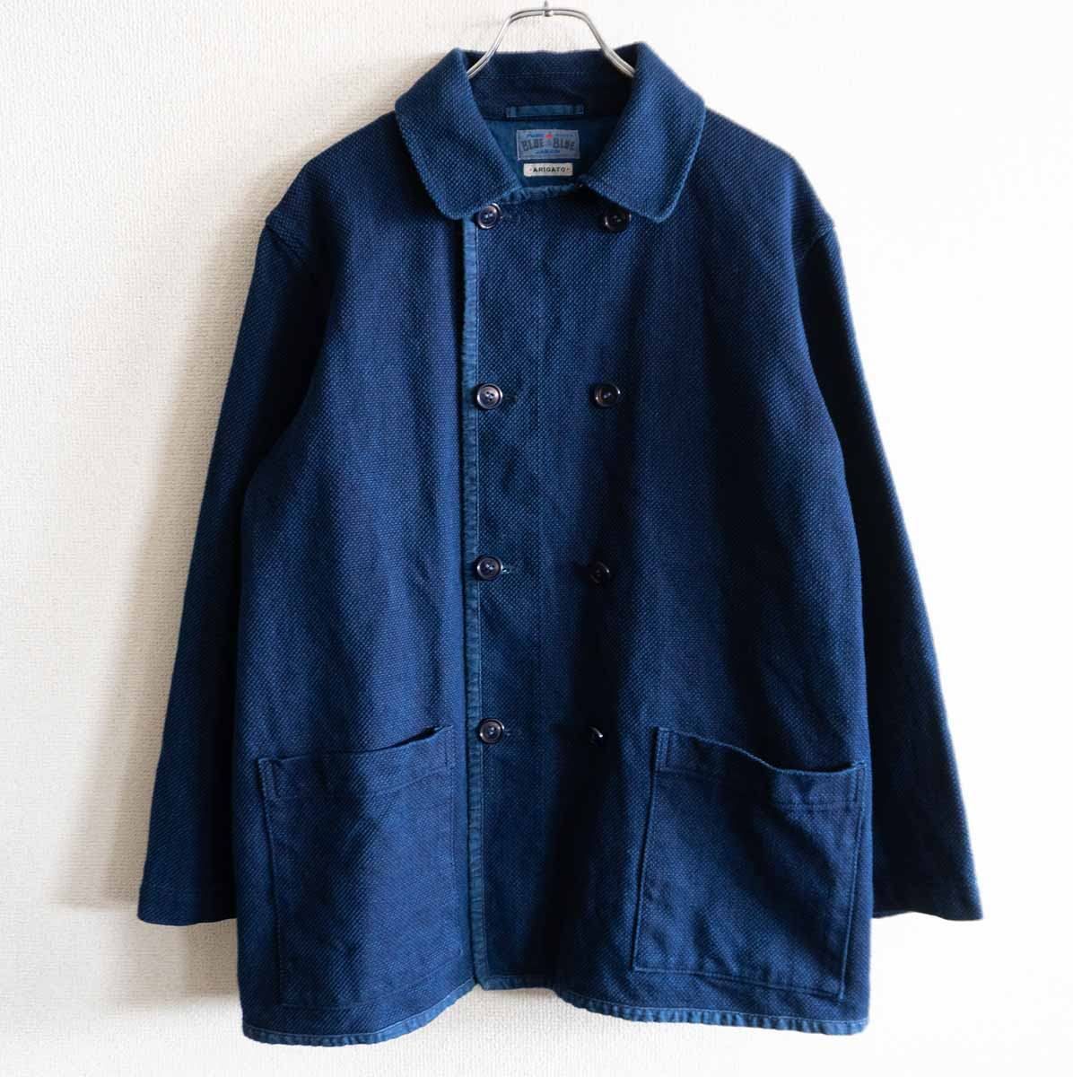 blue blue 刺し子 アトリエコート ジャケット インディゴ 美品 美品】 BLUE BLUE JAPAN 【刺し子 Pコート ジャケット】3 ブルーブルー