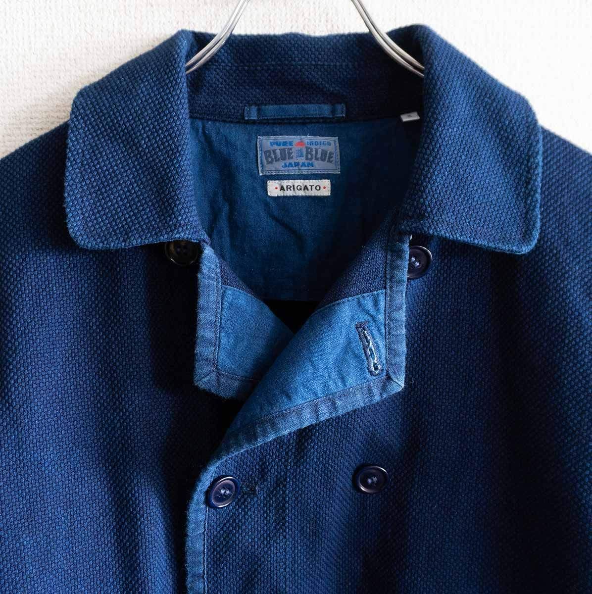 美品】 BLUE BLUE JAPAN 【刺し子 Pコート ジャケット】3 ブルーブルー 