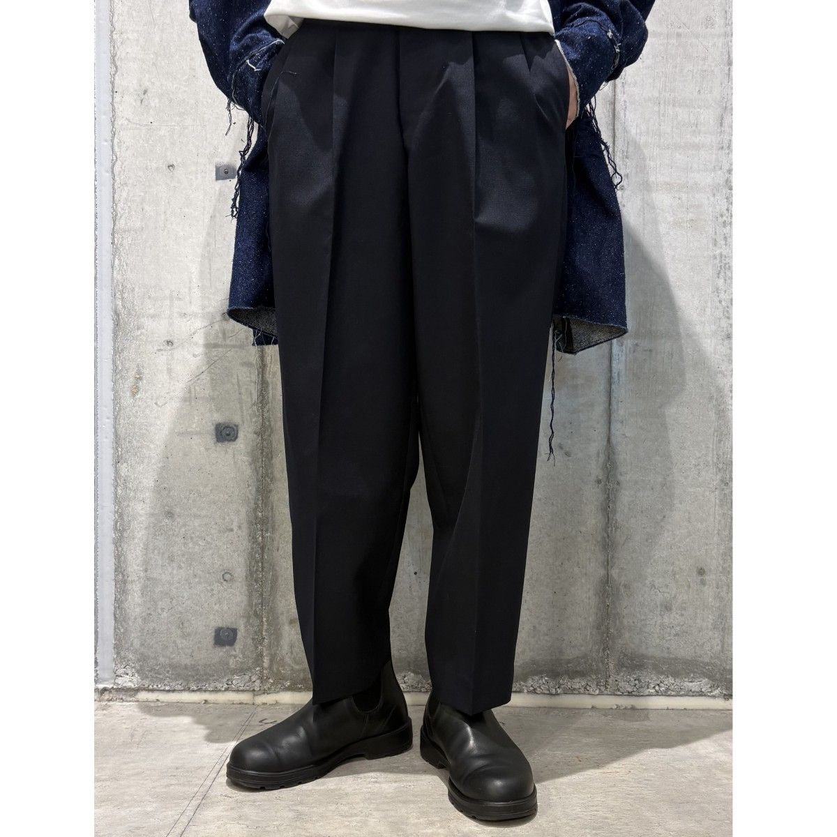 HEUGN TROUSER 005／GEORGEウールソリッド2Pテーパードパンツ