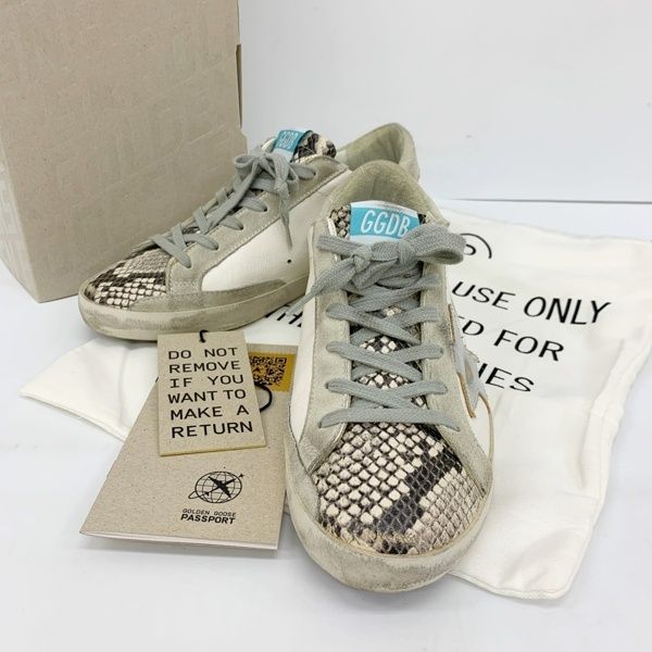 GOLDEN GOOSE ゴールデングース SUPER STAR ローカット スニーカー シューズ パイソン レディース サイズ39 ホワイト系 靴 DF19174■