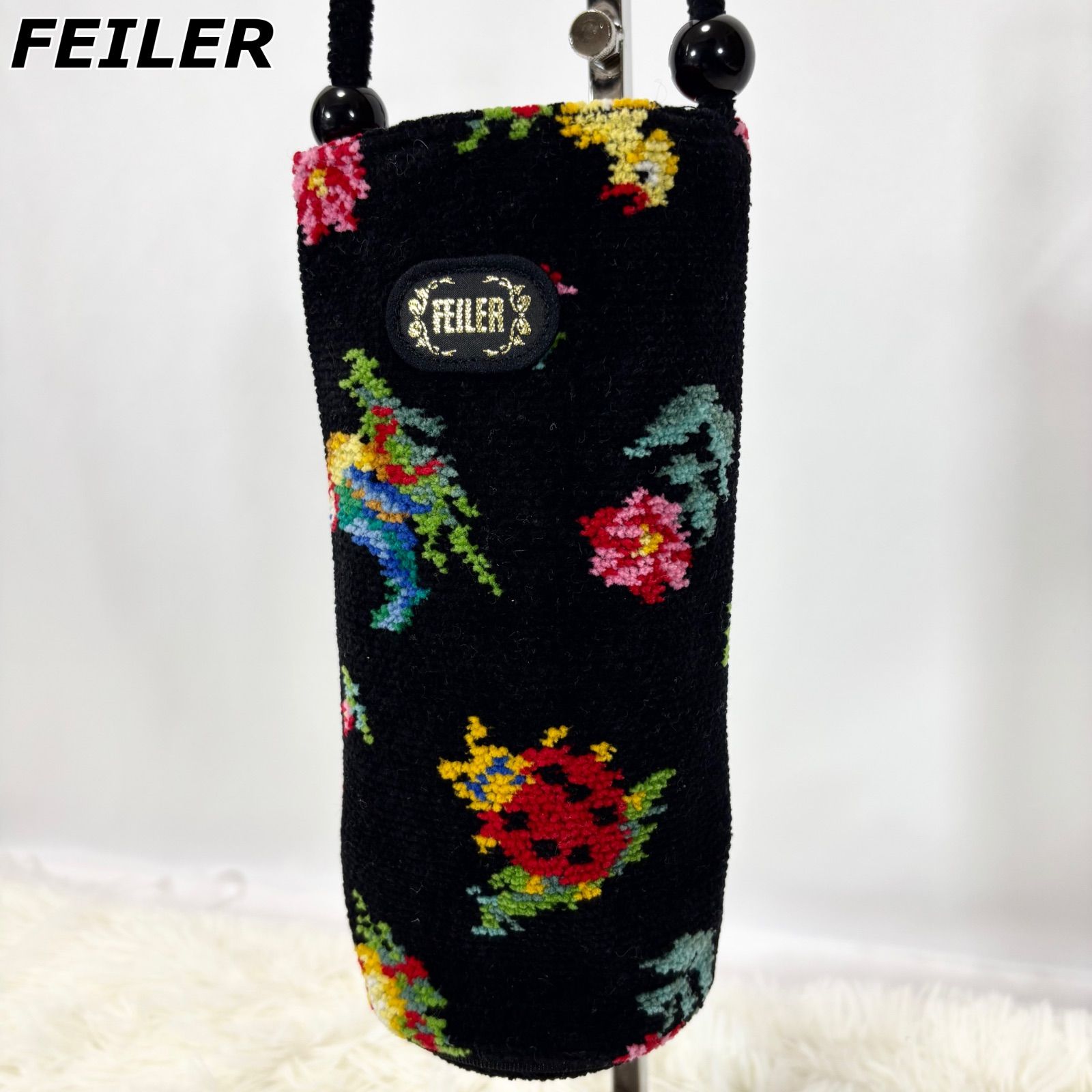 【未使用級】フェイラー FEILER ボトルホルダー ボトルポーチ アニマル柄 鳥 クマ 蝶々 フラワー ペットボトルケース 水筒ケース