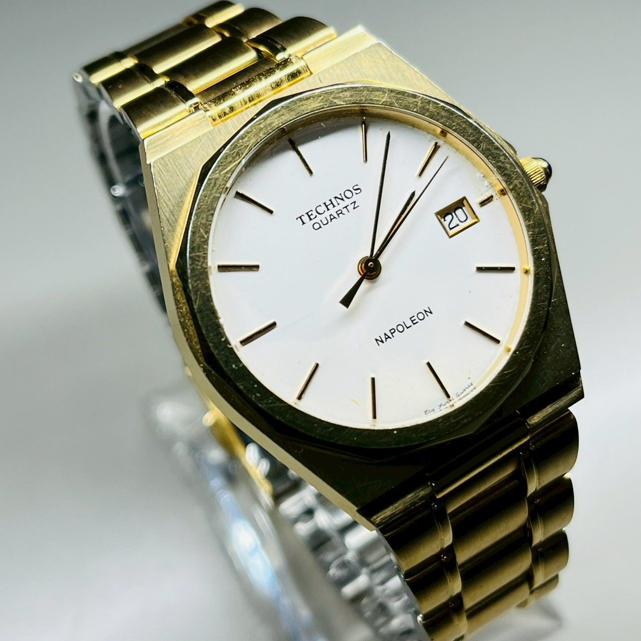 箱付き】TECHNOS NAPOLEON テクノス ナポレオン クォーツ ゴールド 