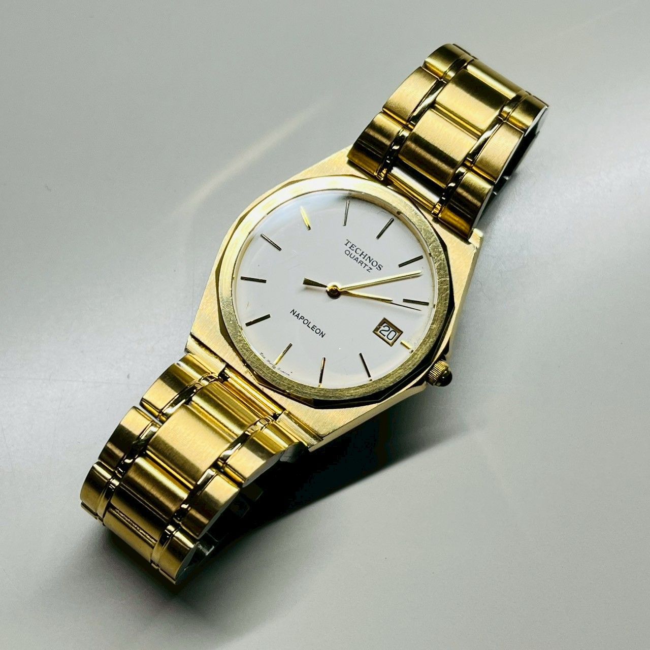 箱付き】TECHNOS NAPOLEON テクノス ナポレオン クォーツ ゴールド 