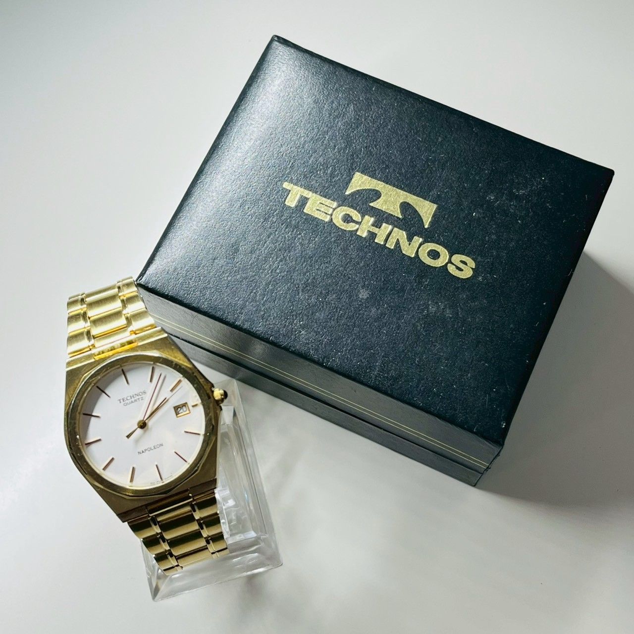 箱付き】TECHNOS NAPOLEON テクノス ナポレオン クォーツ ゴールド