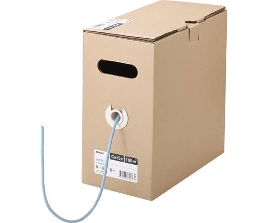 新品 ＢＵＦＦＡＬＯ Ｃａｔ５ｅ ＬＡＮケーブル １００ｍ 単線 ライトブルー BL5E1000LB