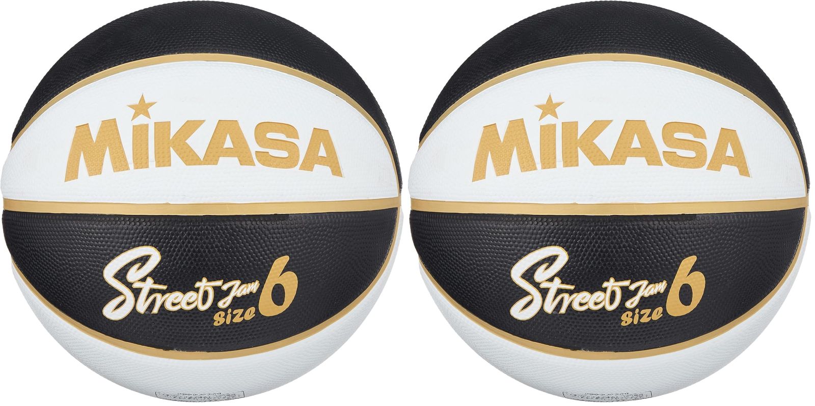 新品 ミカサ(MIKASA)バスケットボール6号 ゴム ブラック/ホワイト/ゴールド BB602D-BKWGL-EC 推奨内圧0.490~0.630(kgf/?) (× 2)