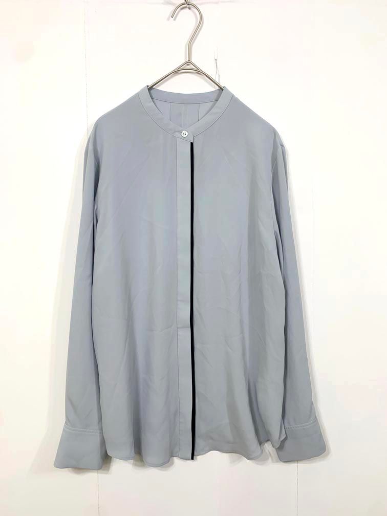 iCB アイシービー 配色デザイン BackSatinAmunzen バンドカラー ブラウス シャツ sizeXS/水色 ■■◎レディース