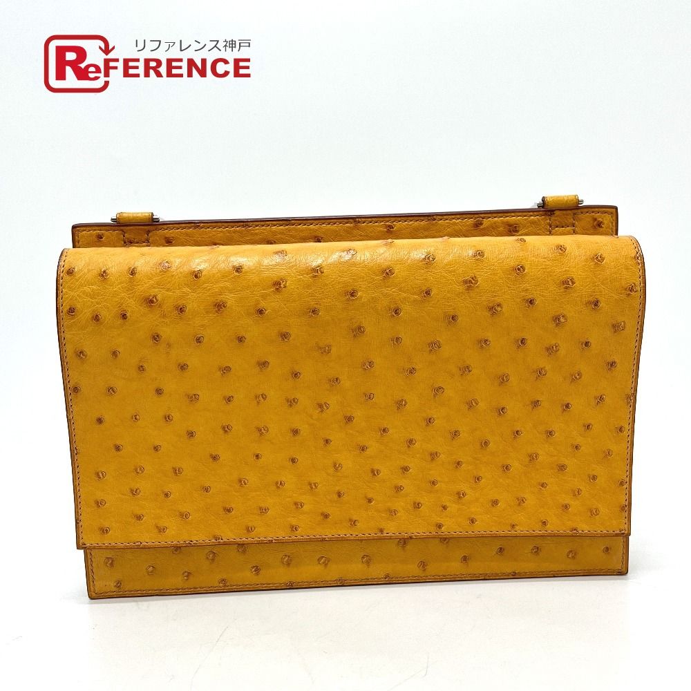 HERMES エルメス ショルダーバッグ ワンショルダー フラップ オーストリッチ サフラン キャラメルブラウン