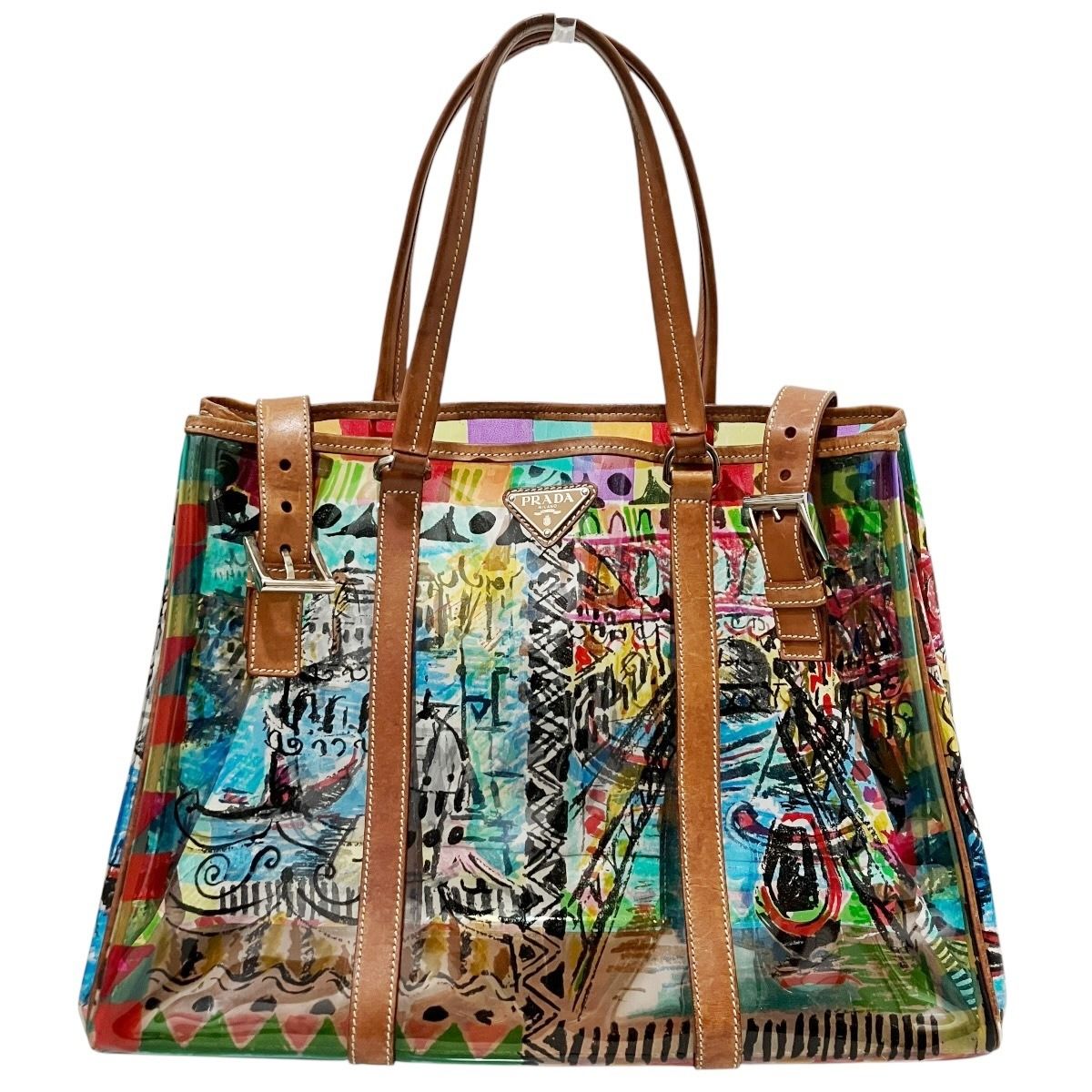 プラダ PRADA ベネチアプリント トートバッグ ビニール レザー BR2515 レディース