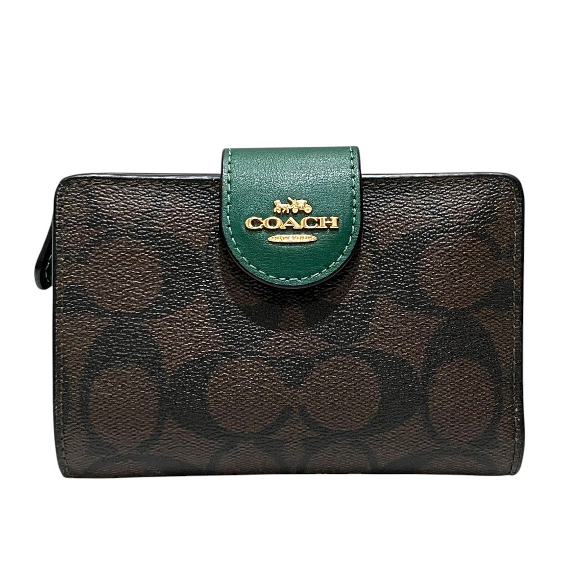 コーチ COACH ミディアム コーナー ジップウォレット シグネチャー 二つ折り財布 キャンバス レザー C0082 レディース