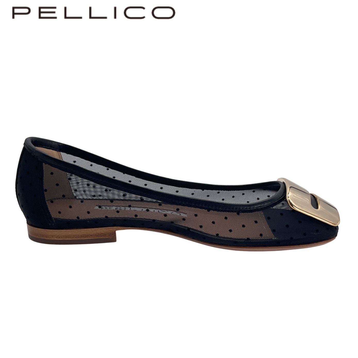 未使用 PELLICO ペリーコ シースルードットレースフラットシューズ 34 ブラック×クリア 【値下げ交渉歓迎】