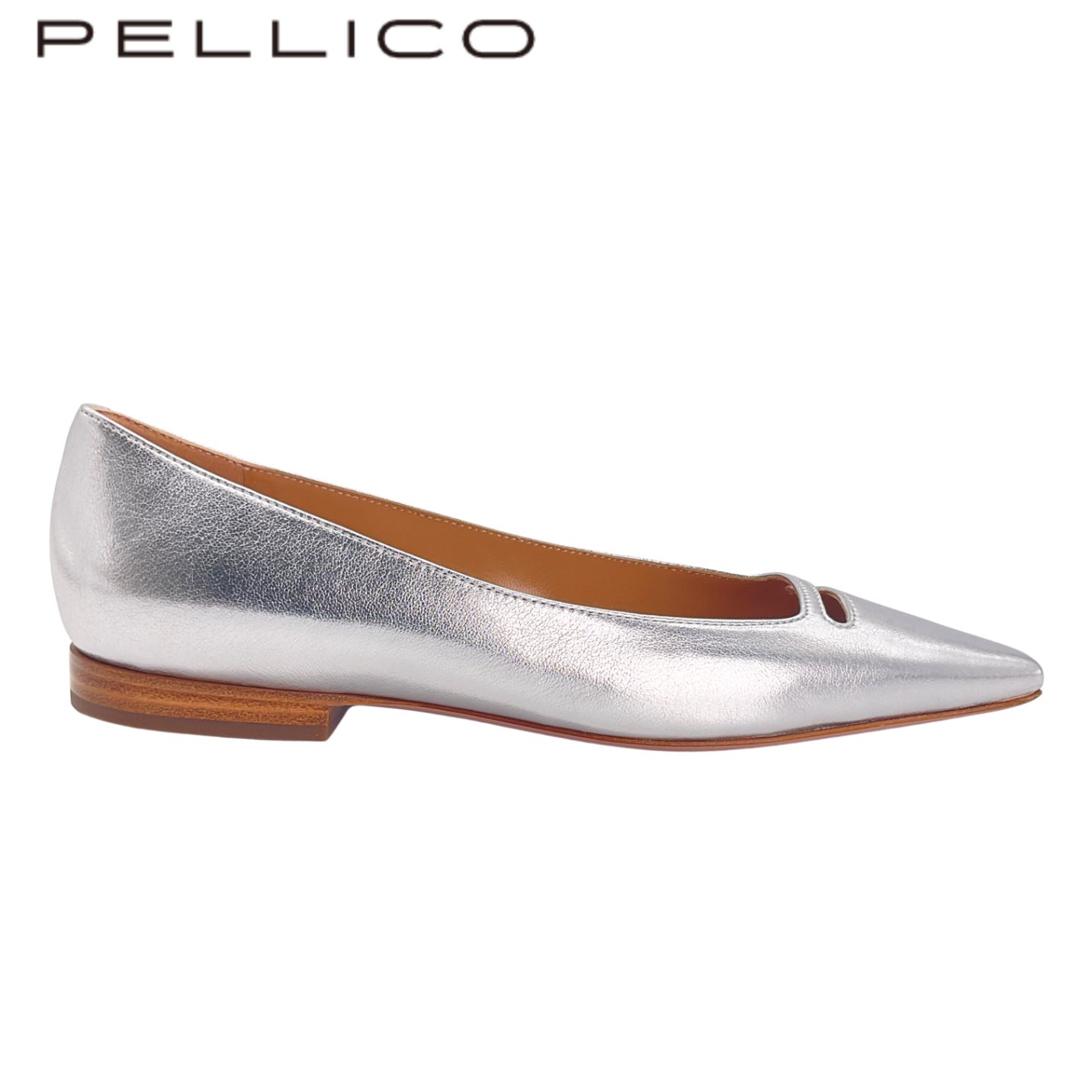 未使用 PELLICO ペリーコ アネッリソレッラローヒール フラットシューズ 34 シルバー 【値下げ交渉歓迎】