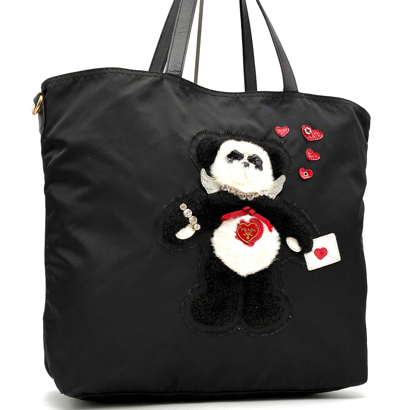 美品 プラダ PRADA テスート ナイロン バレンタイン 限定 パンダ 